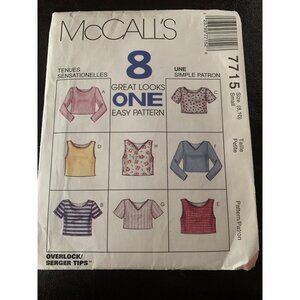 McCall's Misses Top Shirt Sewing Pattern Sz 8 - 10 7715 - Uncut